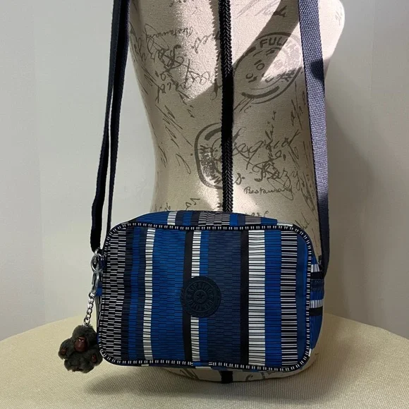 Kipling Dee Mini Crossbody Camera Bag Black/BlueWhite/Stripes - Picture 7 of 13